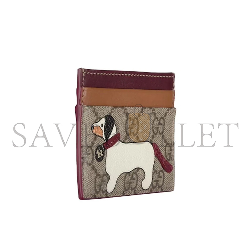 GUCCI BI-COLOR GG CARD CASE WITH DOG DETAIL 818769 (10*7cm)